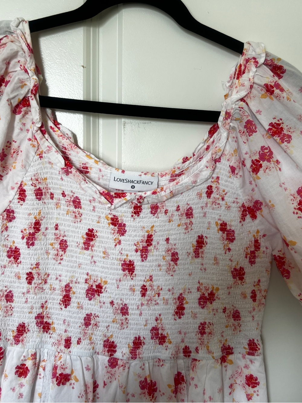 LoveShackFancy White Dress with Pink and Red Floral Print - Picture 4 of 9